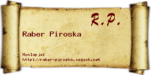 Raber Piroska névjegykártya